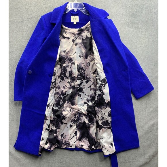 Worthington Womens Wool Blend Robe Coat Belted Cobalt Blue Size Small New - Picture 3 of 16